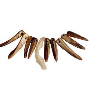 9 Abalone Horn Head  + 1 MOP Mother of Pearl Drilled Loose Beads Jewelry Making